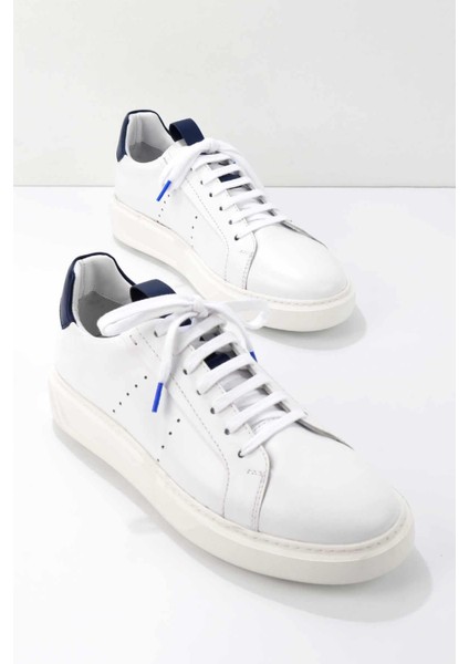 Beyaz Lacivert Leather Erkek Sneaker E01901516103