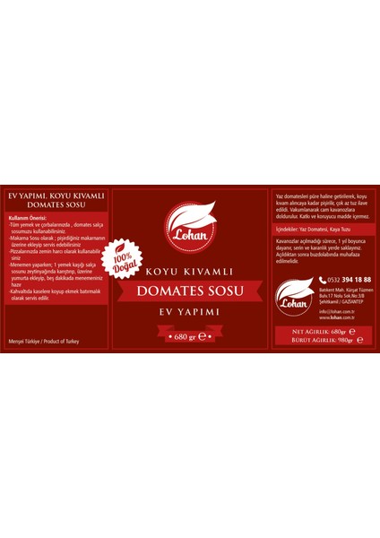 Domates Salça Sos, Tatlı Sos , %100 Doğal, Ev Yapımı, Net 680 Gram X2 Adet