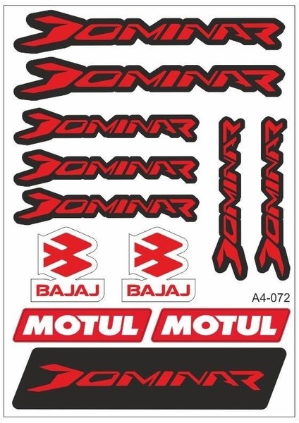 Bajaj Dominar Kırmızı Sticker Seti