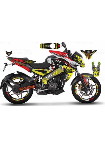 Bajaj Pulsar 200 NS Rossi Sticker Set Sarı