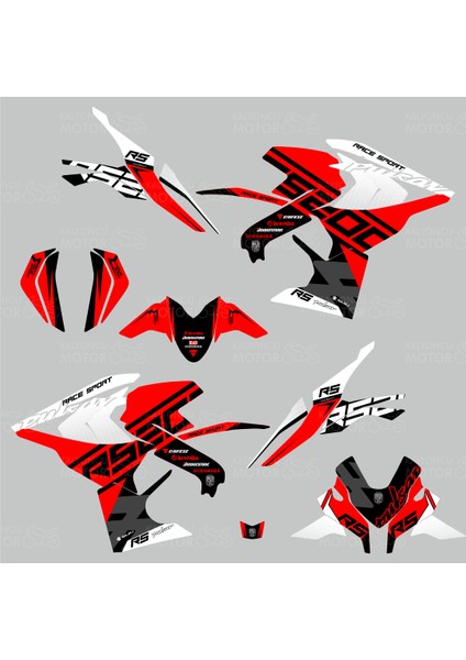Bajaj Pulsar Rs 200 Race Sport Design Sticker Set fiyatları