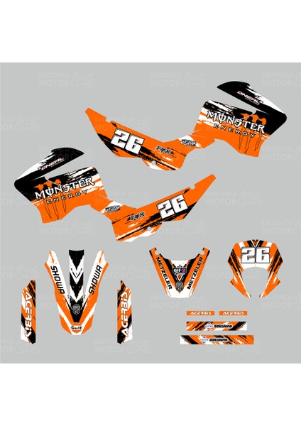 Mondial X-Treme Max 200 Monster Energy Design Beyaz Sticker Set fiyatları