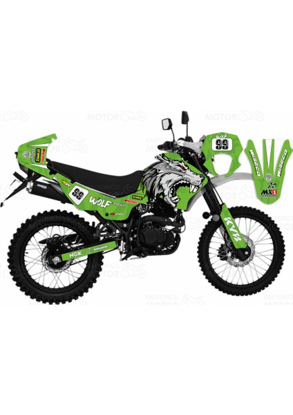Mondial X-Treme Max 150 Wolf Design Sticker Set Yeşil