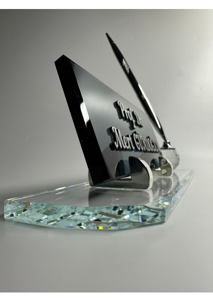 Cam Masa Isimlik Tek Kalem ve Kabartma Yazı Aksesuarlı Hediyelik indirimleri