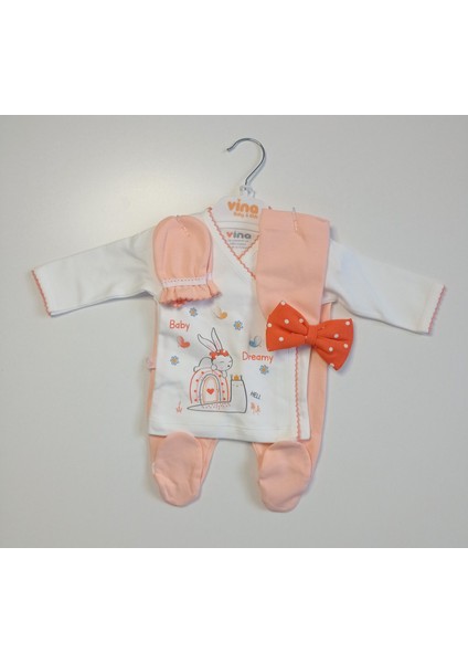 Kurdeleli Tavşan Baskı 5'li Zıbın Seti