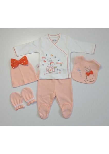 Kurdeleli Tavşan Baskı 5'li Zıbın Seti fiyatları