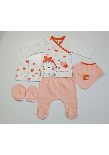 Kalpli Kedi Baskılı 5'li Zıbın Takımı fiyatları