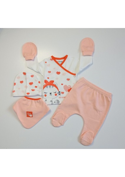 Kalpli Kedi Baskılı 5'li Zıbın Takımı modelleri