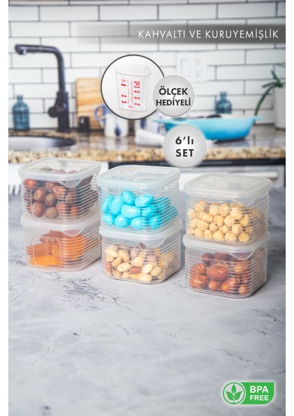 Aes Home Erzak Saklama Kabı Sızdırmaz Kapak 6'lı Set Şeffaf