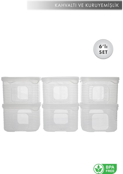 Aes Home Erzak Saklama Kabı Sızdırmaz Kapak 6'lı Set Şeffaf