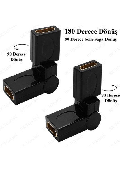 360 Derece Ayarlanabilir HDMI Dişi - Dişi Adaptör