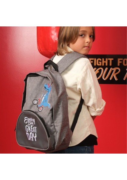 Byc Dino Deri Detaylı Erkek Çocuk Sırt Çantası Gri fiyatları