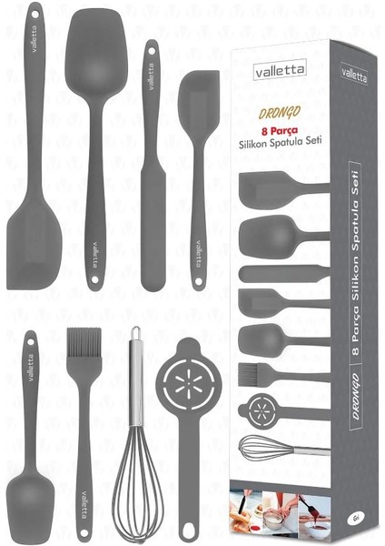 VALLETTA VLT1168 DRONGO 8'Lİ SPATULA SET GRİ