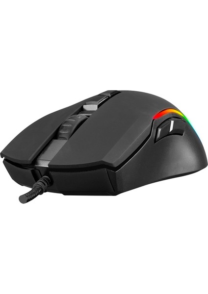 SM-GX21 Starty RGB Oyuncu Mouse Örgü Kablolu 6400 DPI 7tuşlu Makrolu Mouse