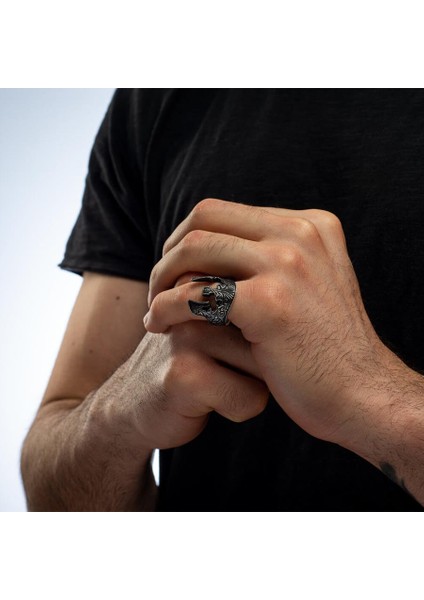 925 Ayar Gümüş Işlemeli Miğfer Model Taşsız Erkek Yüzük indirimleri