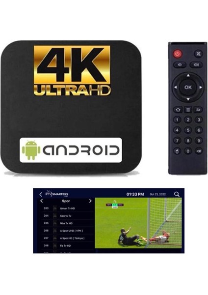 4K Android Tv Box - Ip.tv / Full Paket Yayın - Akıllı Tv Kutusu - Internet Tv / Medıa Player Android Stick Box