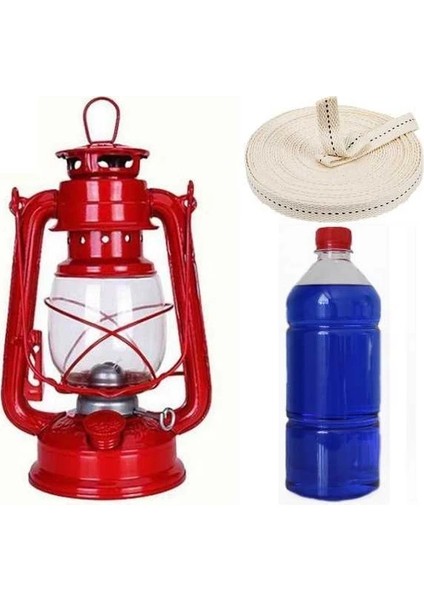 Kurtbeymutfak Gemici Feneri Kırmızı Büyük Boy+ 400 ml Kandilyağı +1 M Yedek Fitil