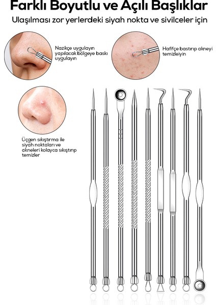 Deri Çantalı 9'lu Siyah Nokta Temizleyici Komedon Seti Mujgan