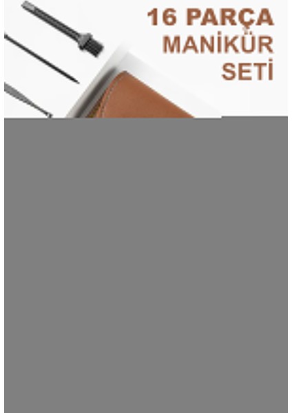 Kahverengi Deri Çantalı 16 Parça Manikür Seti modelleri
