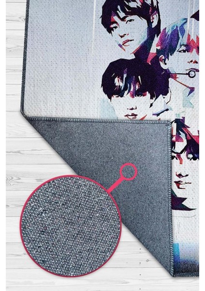 Yet to Come BTS Pamuklu Dokuma Tabanlı Yıkanabilir Dekoratif Halı