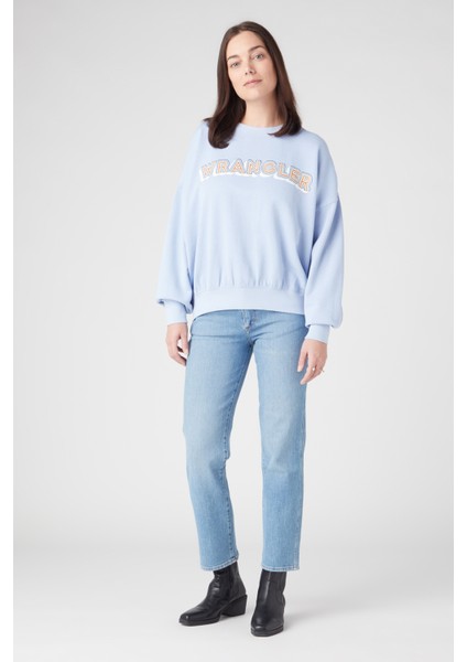 Wrangler Regular Fit Normal Kesim Pamuk Bisiklet Yaka Mavi Sweatshirt