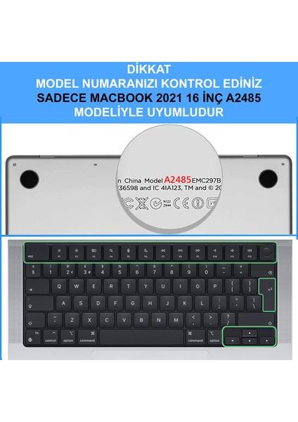 Apple MacBook Pro 2021 M1 16.2 Inc A2485 Uyumlu Parlak Alt Üst Kılıf + Klavye Kılıfı + Film fiyatları