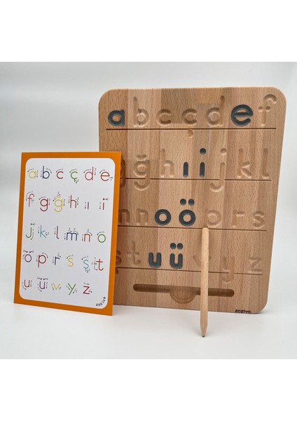Montessori Eğitici Ahşap Oyuncak – Çift Taraflı Alfabe Öğrenme Tahtası