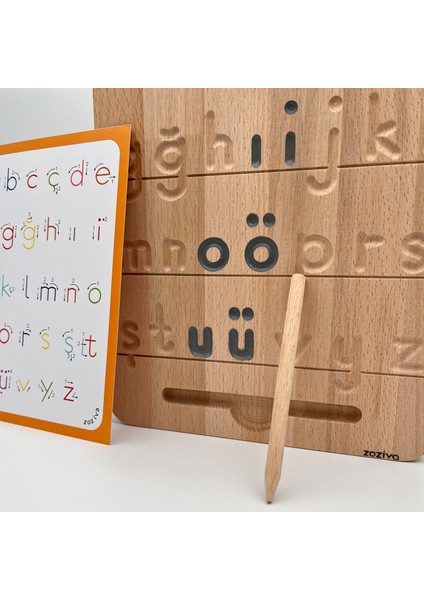 Montessori Eğitici Ahşap Oyuncak – Çift Taraflı Alfabe Öğrenme Tahtası