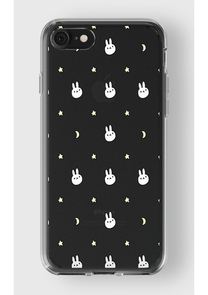 Apple iPhone 7/8/SE2020 Uyumlu Tavşan Ay Yıldız Tasarımlı Şeffaf Kılıf