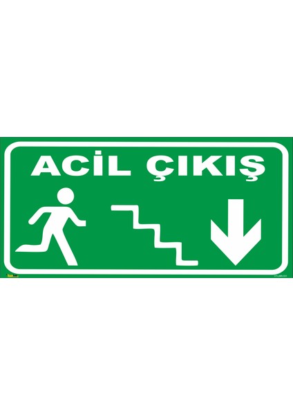 Acil Çıkış (Aşağı Yön Merdiven) Levhası