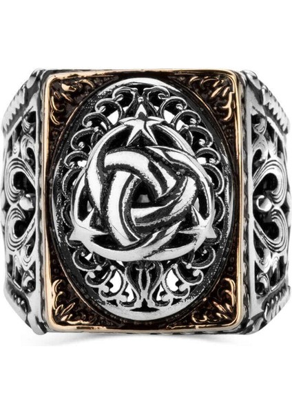 925 Ayar Gümüş Teşkilat-I Mahsusa Figürlü Taşsız Erkek Yüzük modelleri