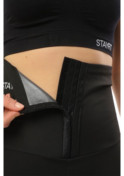 Kadın Yüksek Bel Agraflı Sauna Fit Tayt - 1. Kalite Polymer Kumaş indirimleri