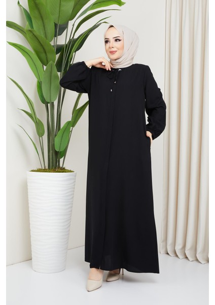 Önü Patlı Büyük Beden Siyah Ferace fiyatları