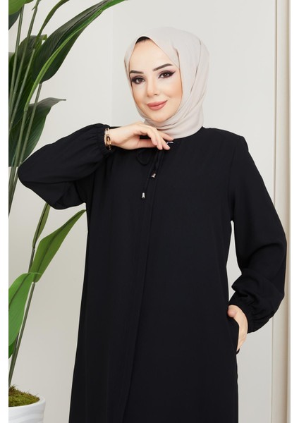 Önü Patlı Büyük Beden Siyah Ferace fırsatları