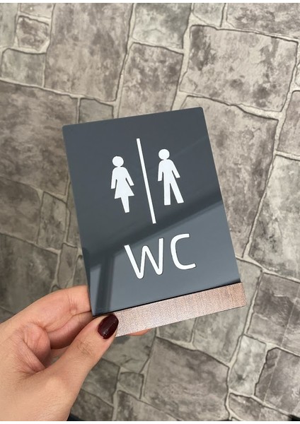 Wooden Serisi Minimal Wc Yönlendirme Levhası