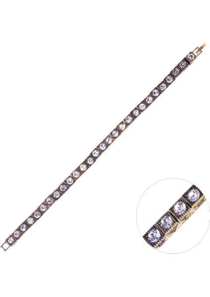 Bronz Eskitme Bileklik Yuvarlak Swarovski Taşlı