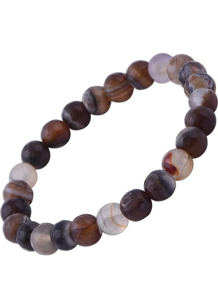 Kahverengi Akik Taşlı Kristal Kesim Bileklik