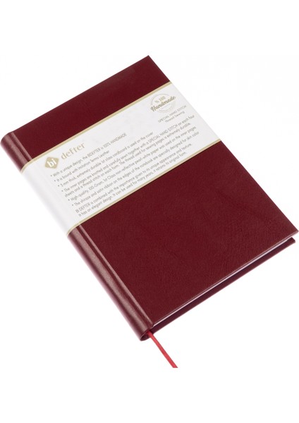 Kareli Defter - %100 El Yapımı, El Dikişi (İplik Dikiş) Özel Tasarım – Termo Deri Ciltli, “Benzersiz Ürün” A/5 Bordo