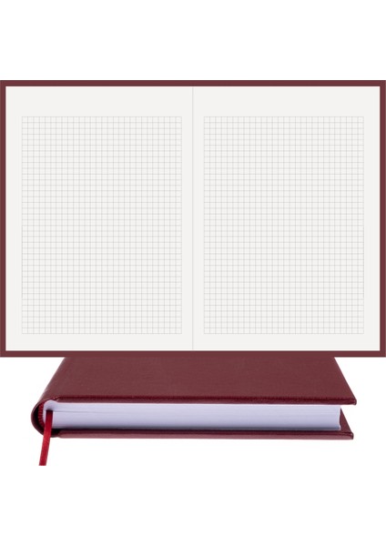 Kareli Defter - %100 El Yapımı, El Dikişi (İplik Dikiş) Özel Tasarım – Termo Deri Ciltli, “Benzersiz Ürün” A/5 Bordo