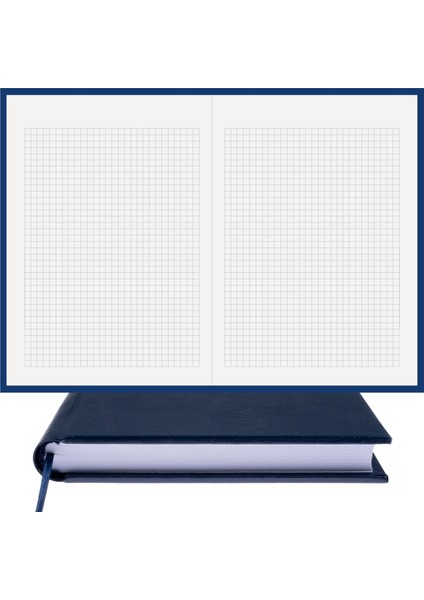Kareli Defter - %100 El Yapımı, El Dikişi (İplik Dikiş) Özel Tasarım – Termo Deri Ciltli, “Benzersiz Ürün” A/5 Lacivert