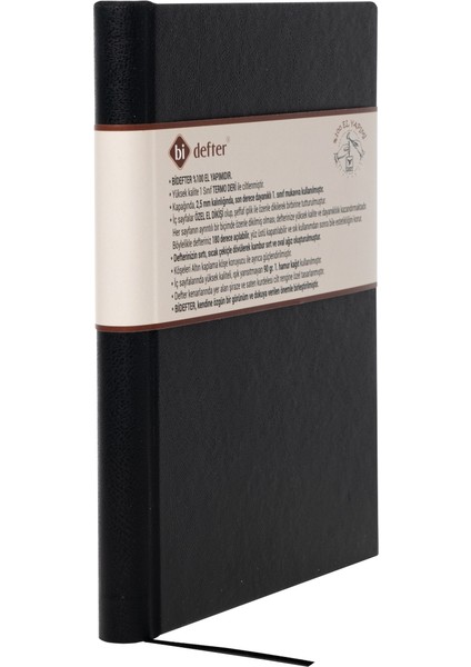 Çizgili Defter - %100 El Yapımı, El Dikişi (İplik Dikiş) Özel Tasarım – Termo Deri Ciltli, “Benzersiz Ürün” A/5 Siyah