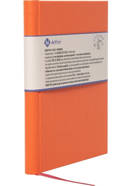 Noktalı Defter - %100 El Yapımı, El Dikişi (İplik Dikiş) Özel Tasarım – 1 Sınıf Viskon Kumaş ile ciltlenmiştir. “Benzersiz Ürün” A/5 Turuncu