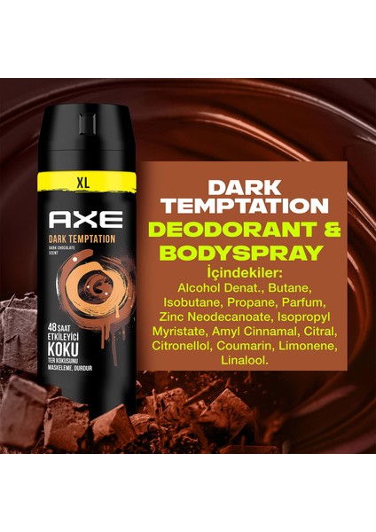 Erkek Sprey Deodorant Dark Temptation XL 48 Saat Etkileyici Koku 200 ml