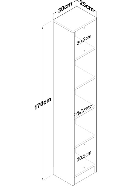 HC114 Kitaplık 5 Raflı Çalışma Odası Kütüphane Modern Duvar Rafı Sepet Ceviz