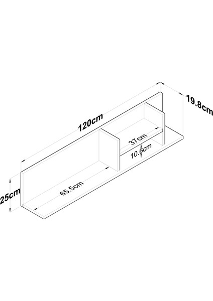 AE103 Dekoratif Duvar Rafı  Beyaz - Sepet Ceviz