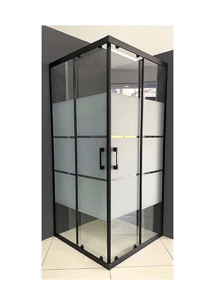 Duşakabin Kare Siyah Kumlama Box Desen 5mm Yükseklik 190cm