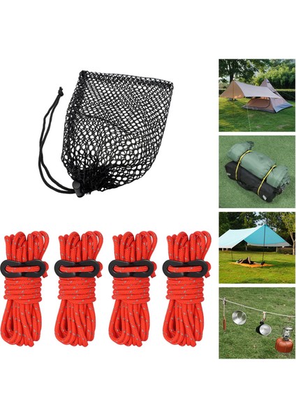 4mm Çadır Rüzgar Ipi Kamp Çadırı Dış Mekan Ambalajı Bağlama Için Yansıtıcı Kırmızı (Yurt Dışından)