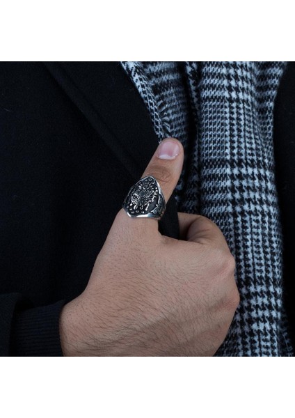 925 Ayar Gümüş Osmanlı Devleti Armalı Zihgir Erkek Yüzük fiyatları