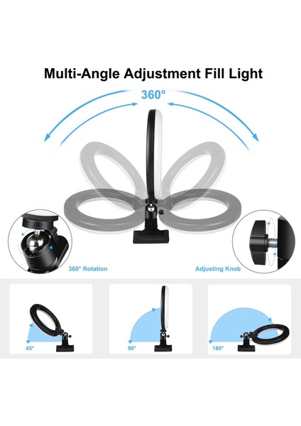 10.2 Inç 26CM Halka Işığı + Monitör Klips Kitleri - Siyah (Yurt Dışından)