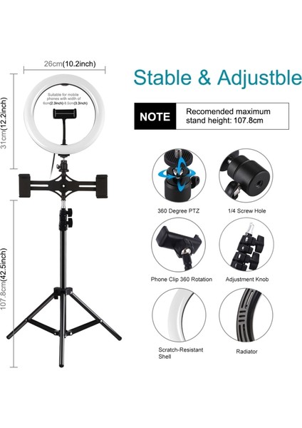 26CM LED Ring Vlogging Video Işık Canlı Yayın Kitleri - Siyah (Yurt Dışından) fırsatları